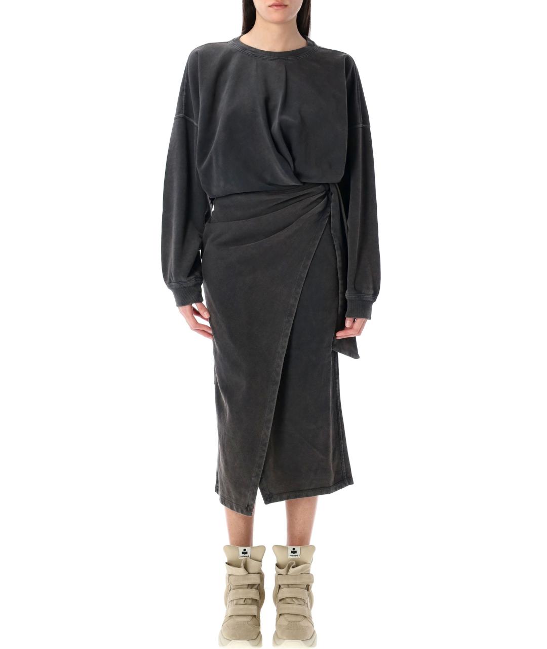 ISABEL MARANT ETOILE Антрацитовое хлопковое повседневное платье, фото 2