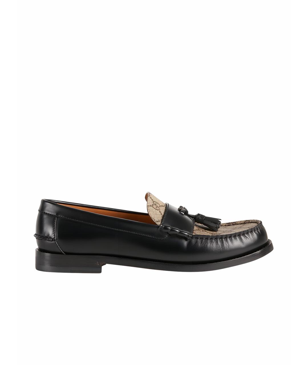 GUCCI Черные кожаные лоферы, фото 1
