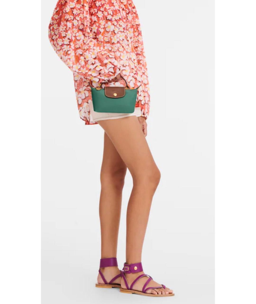 LONGCHAMP Зеленая синтетическая сумка с короткими ручками, фото 8