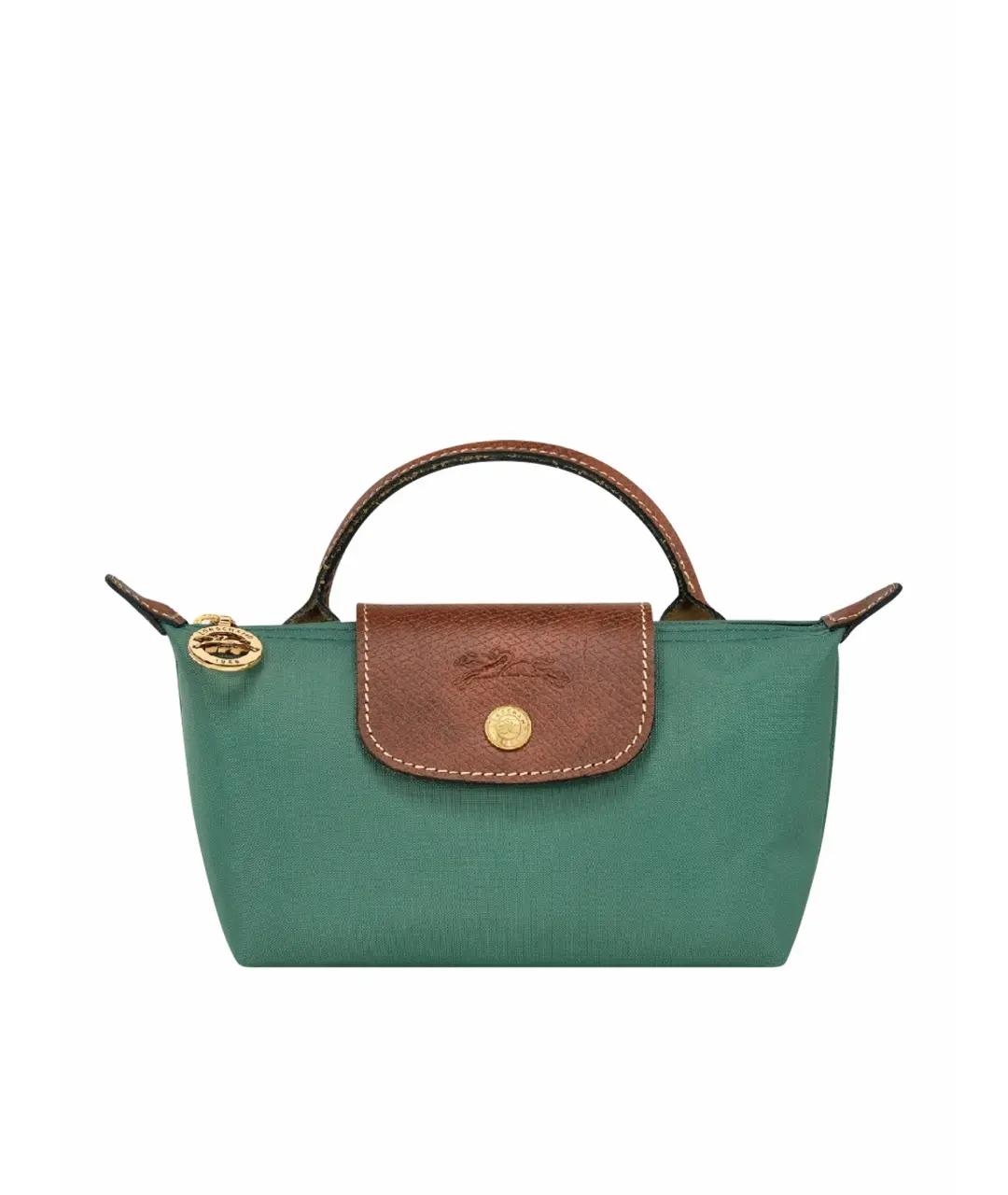 LONGCHAMP Зеленая синтетическая сумка с короткими ручками, фото 1