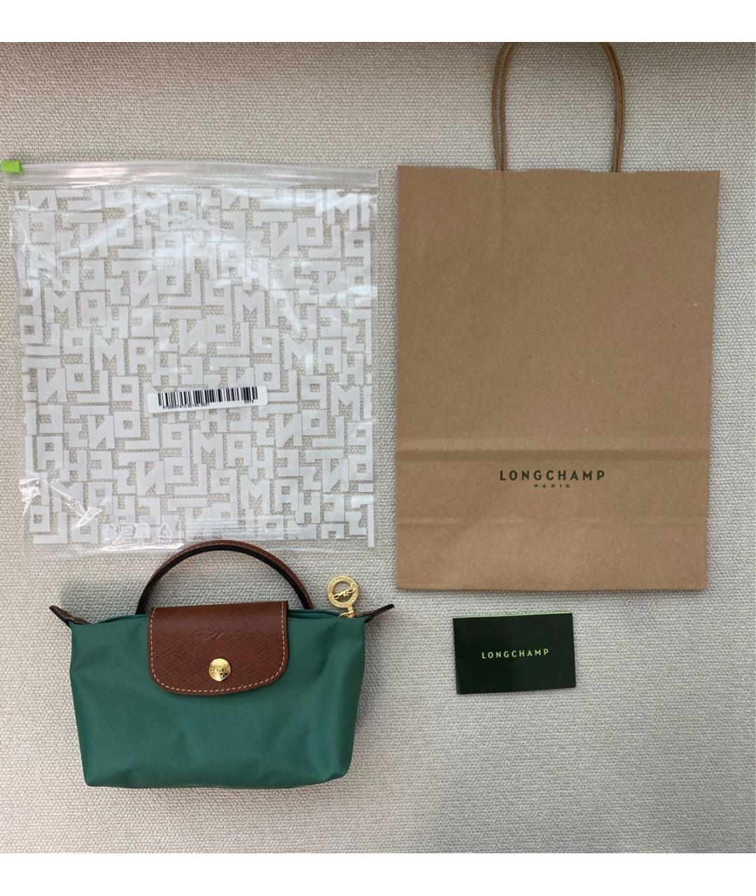 LONGCHAMP Зеленая синтетическая сумка с короткими ручками, фото 7