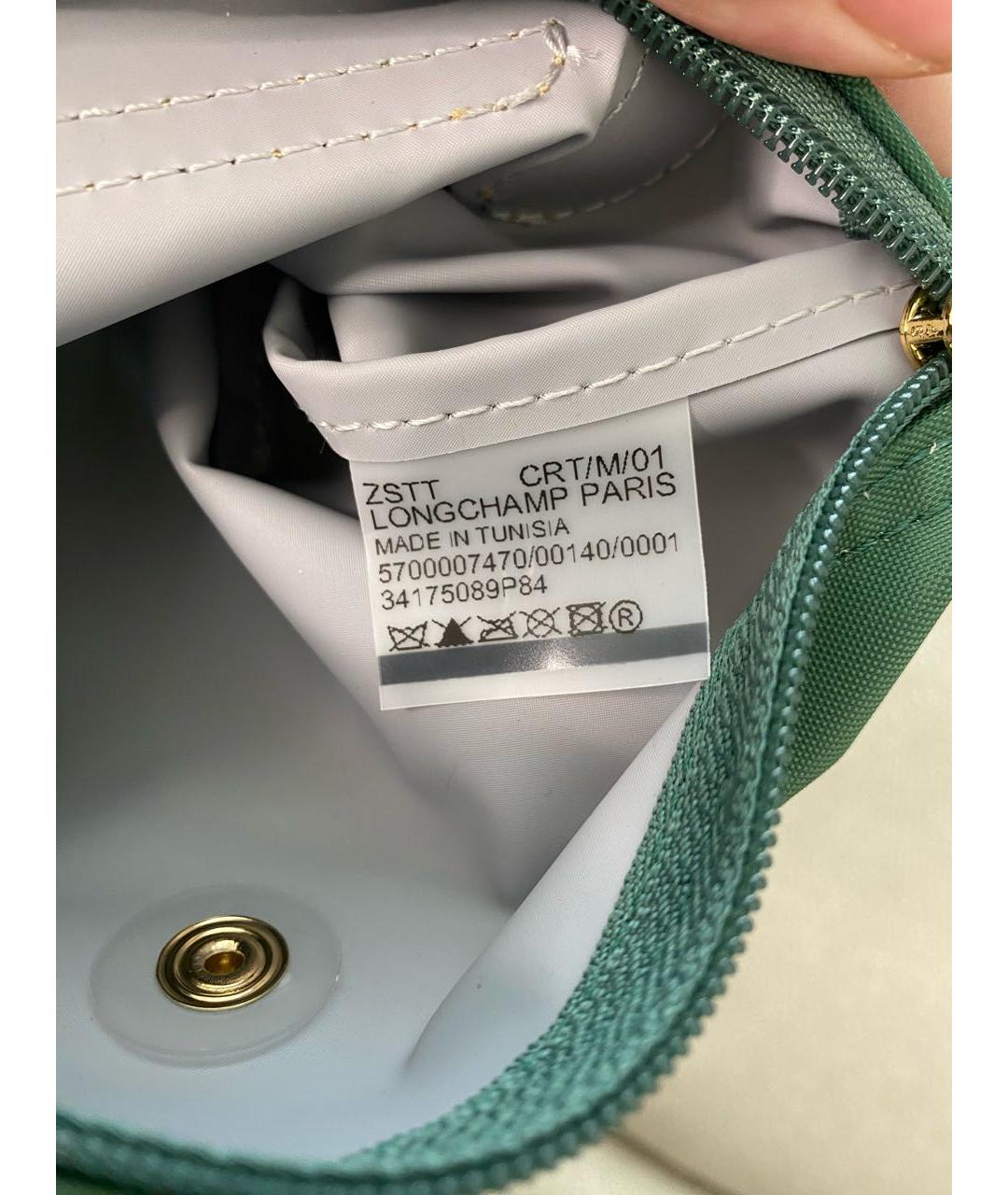 LONGCHAMP Зеленая синтетическая сумка с короткими ручками, фото 6