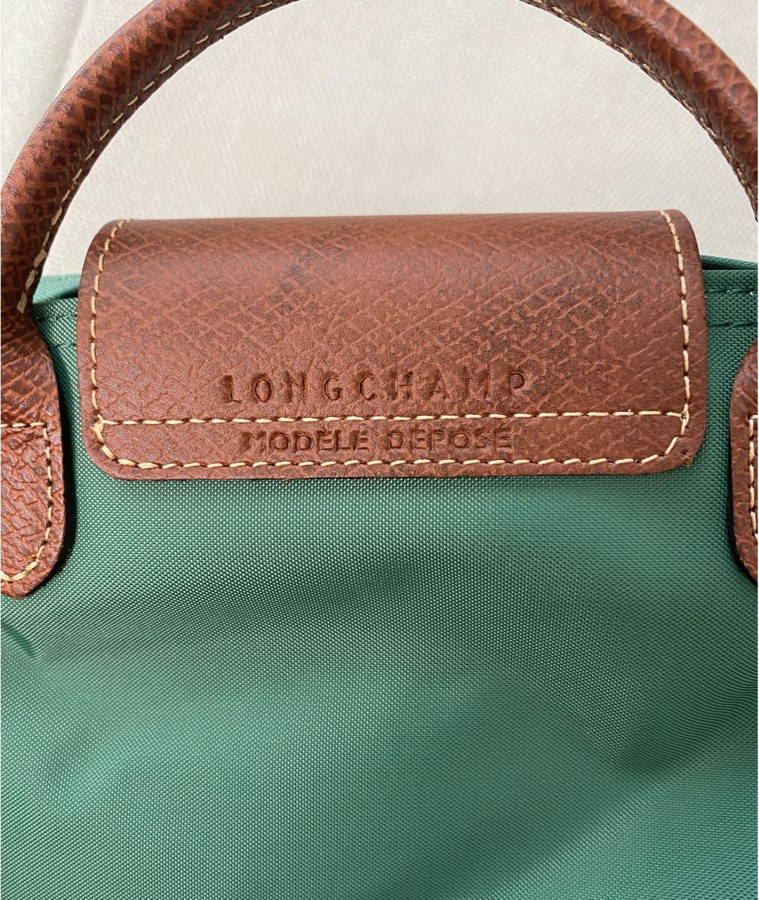 LONGCHAMP Зеленая синтетическая сумка с короткими ручками, фото 5