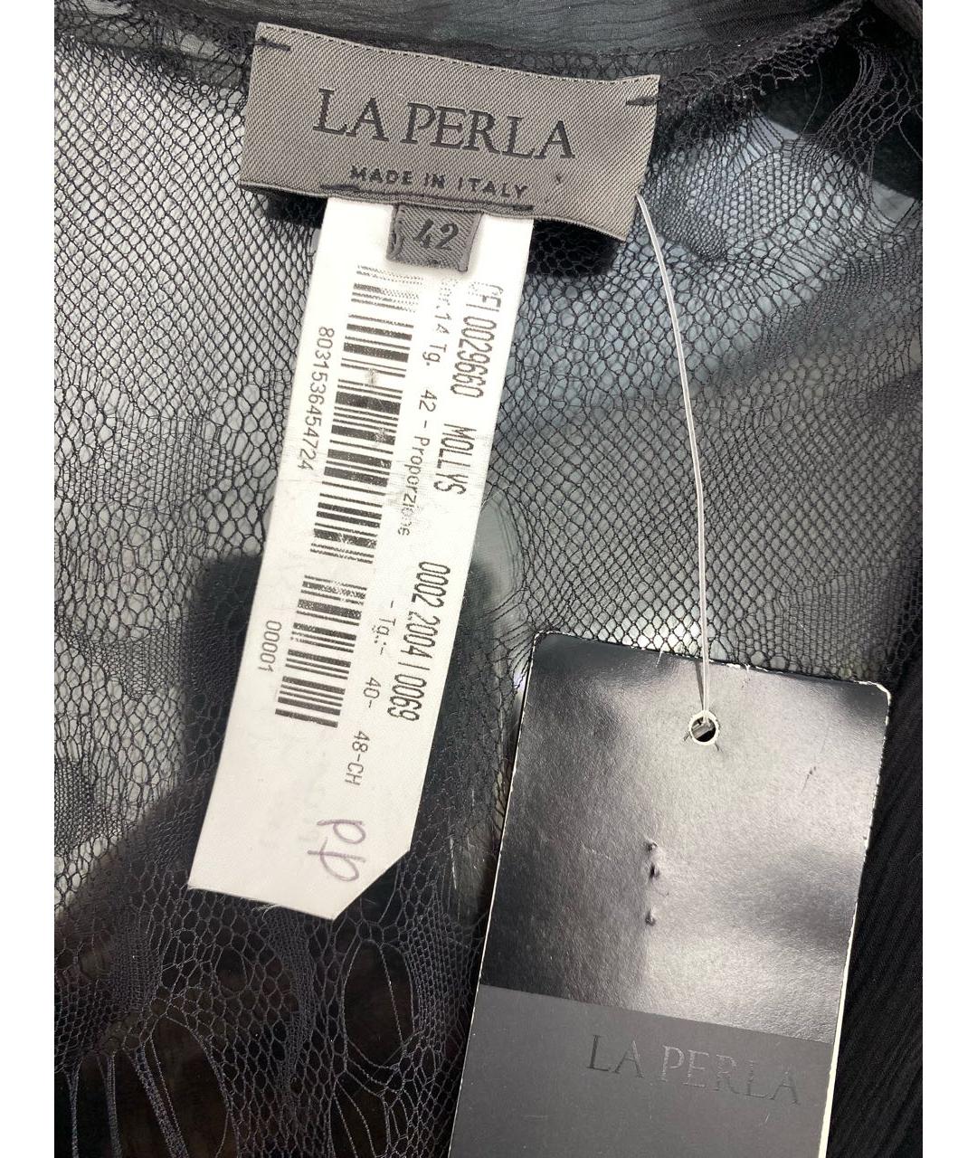LA PERLA Черная шелковая блузы, фото 3