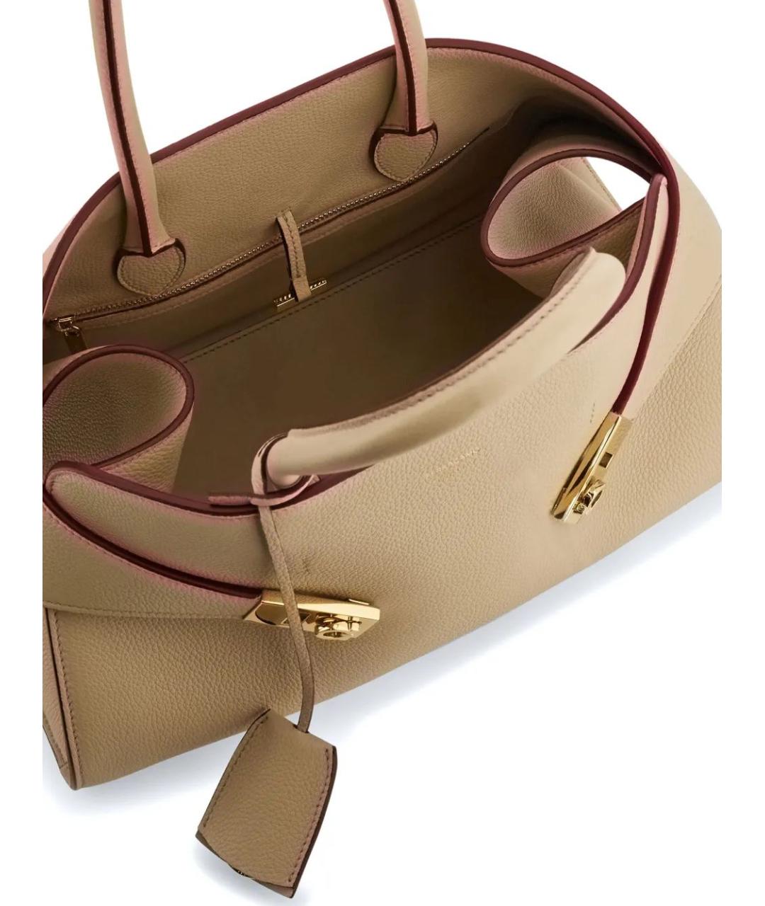 FERRAGAMO Бежевая кожаная сумка тоут, фото 2