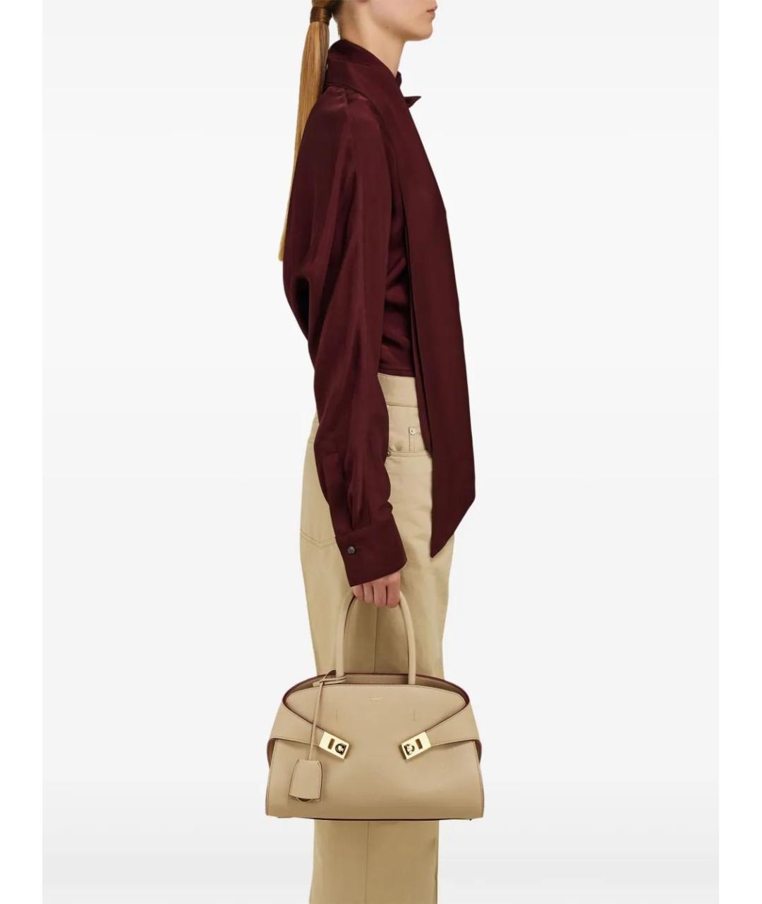 FERRAGAMO Бежевая кожаная сумка тоут, фото 4