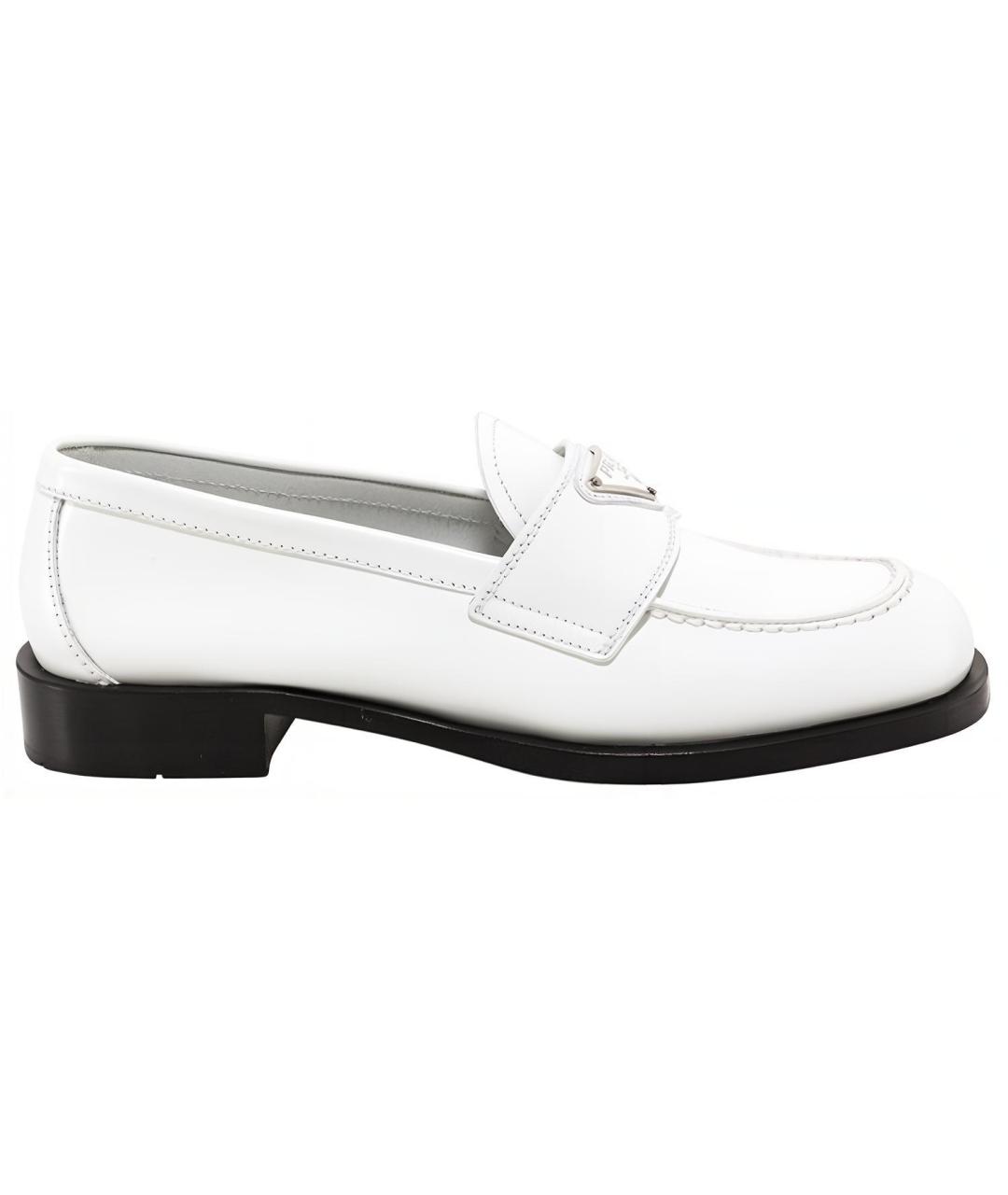 PRADA Белые кожаные лоферы, фото 1