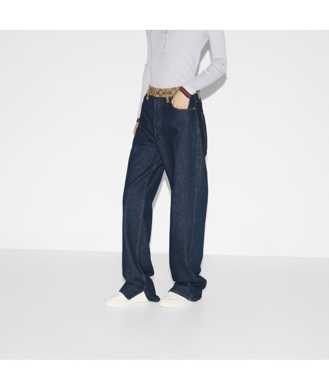 GUCCI Синие хлопковые прямые джинсы, фото 3