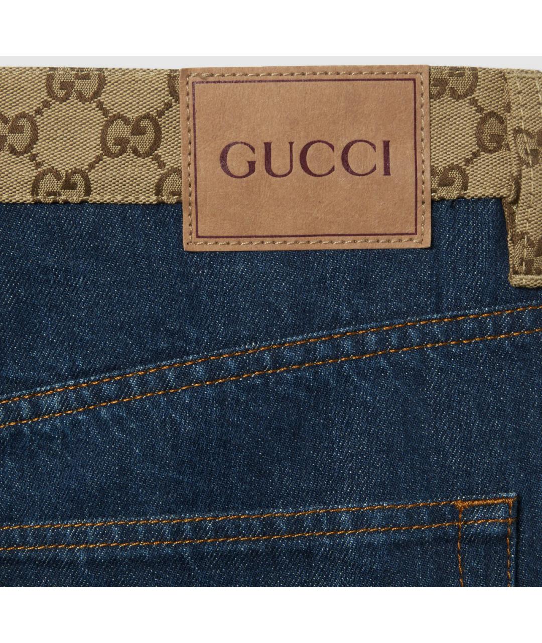 GUCCI Синие хлопковые прямые джинсы, фото 7