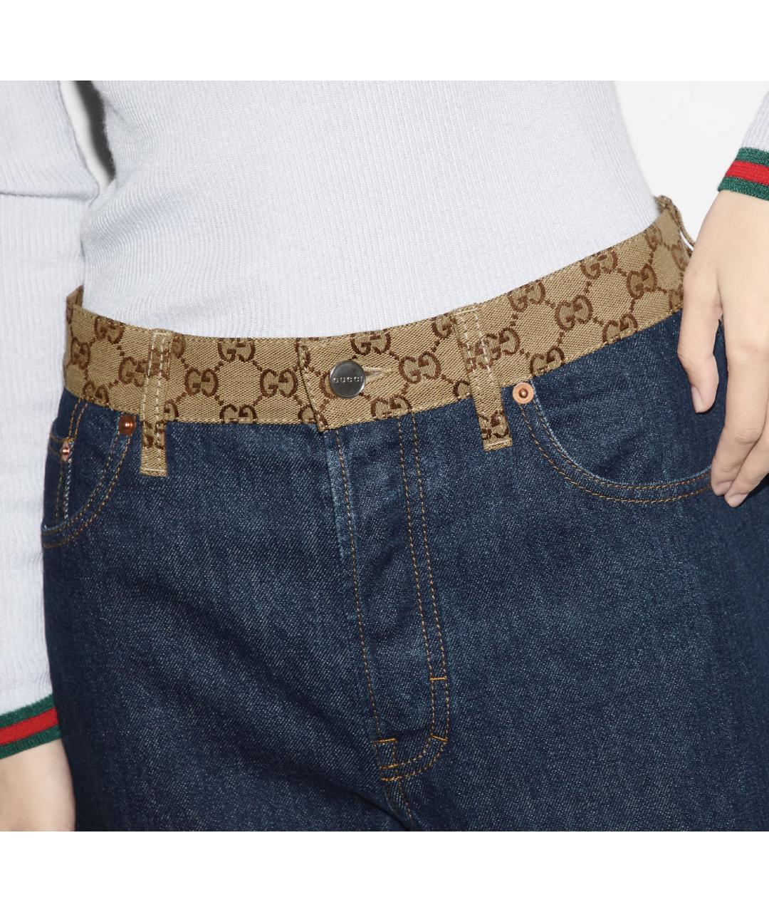 GUCCI Синие хлопковые прямые джинсы, фото 5