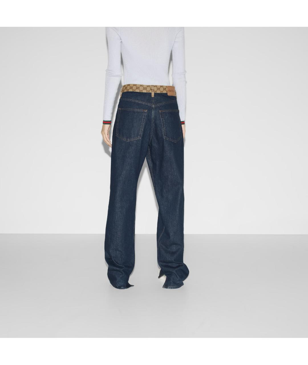 GUCCI Синие хлопковые прямые джинсы, фото 4