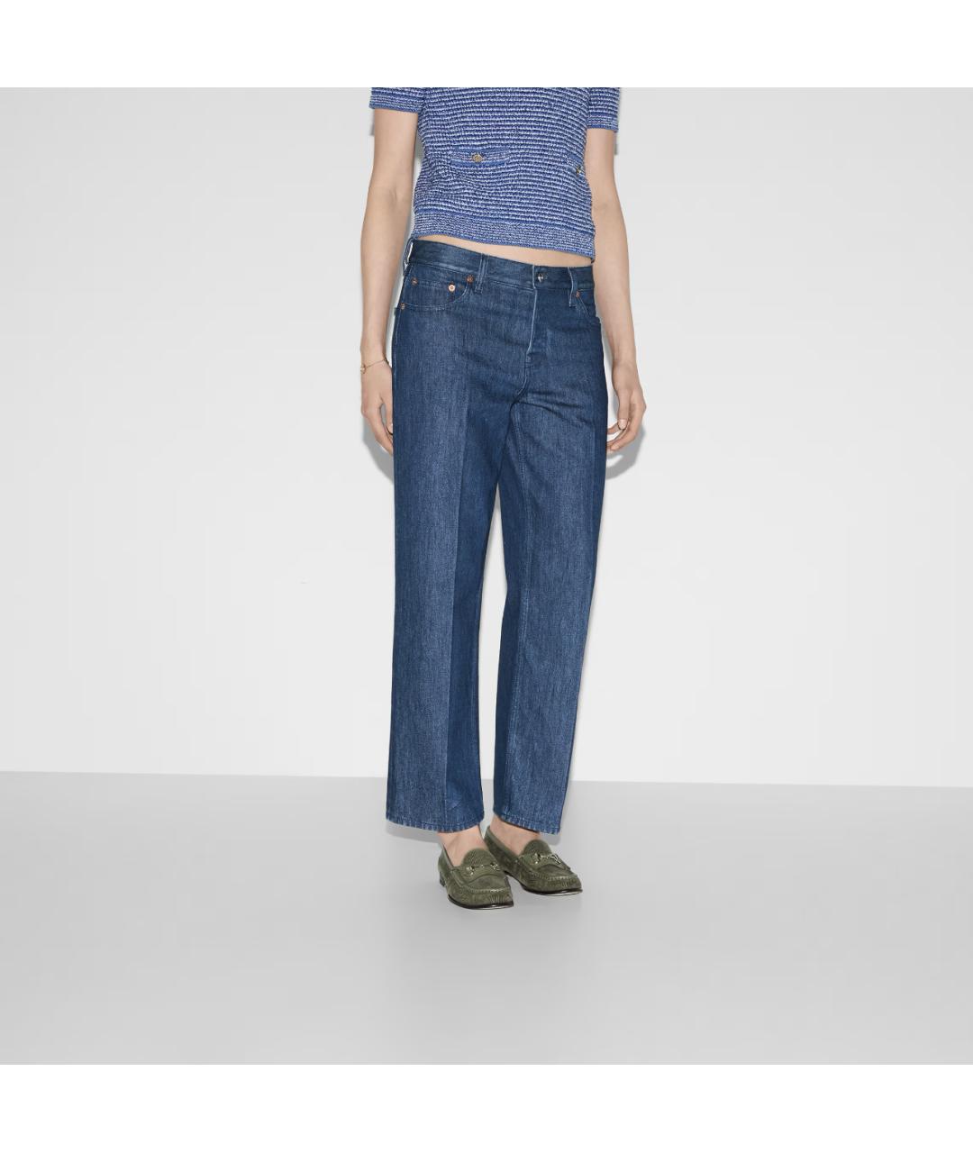 GUCCI Синие хлопковые прямые джинсы, фото 3