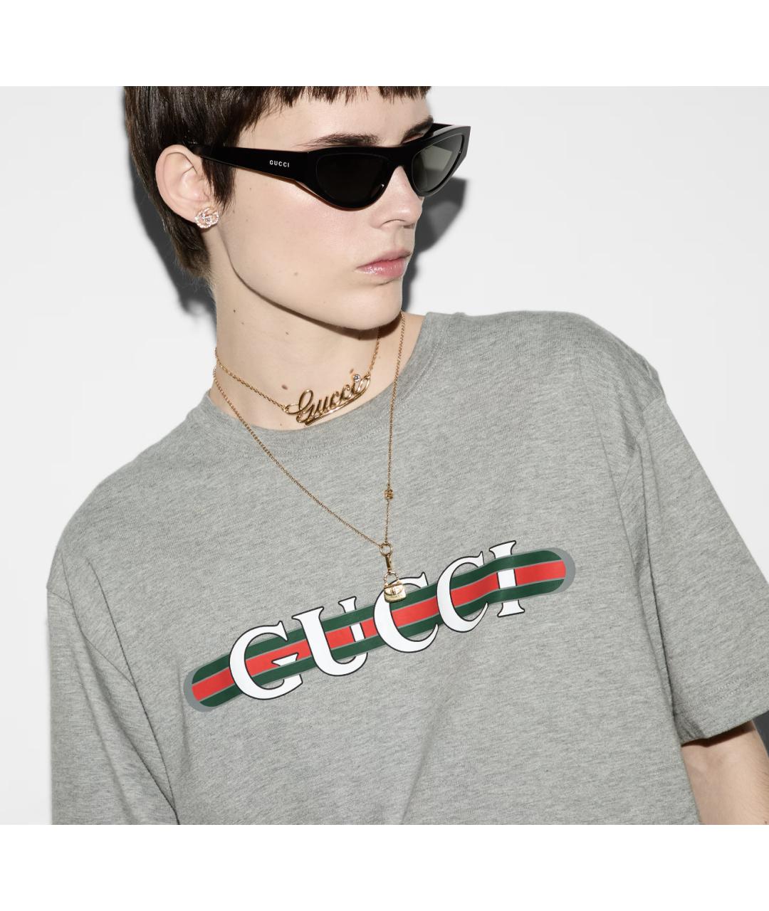 GUCCI Серая хлопковая футболка, фото 4