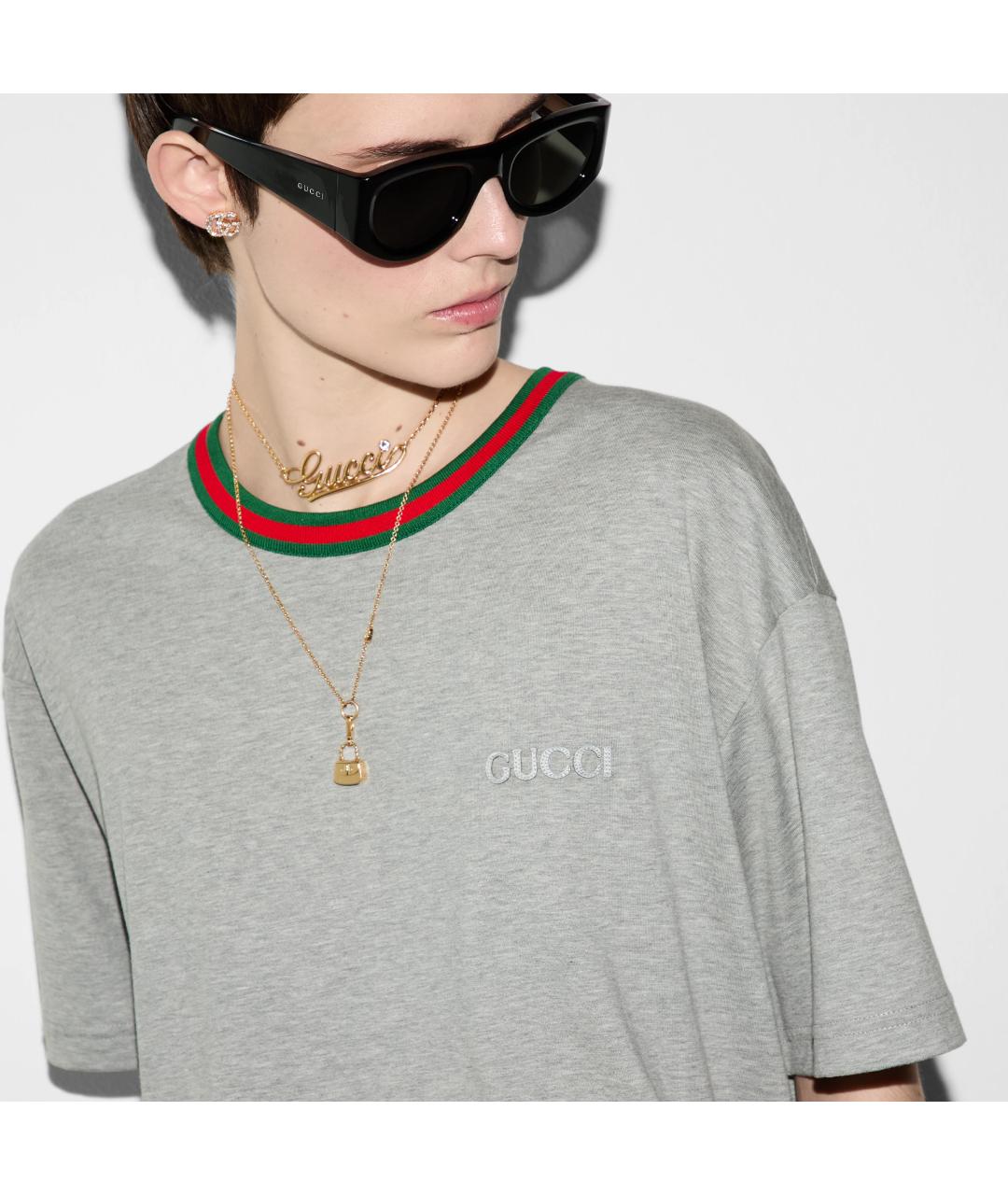 GUCCI Серая хлопковая футболка, фото 4