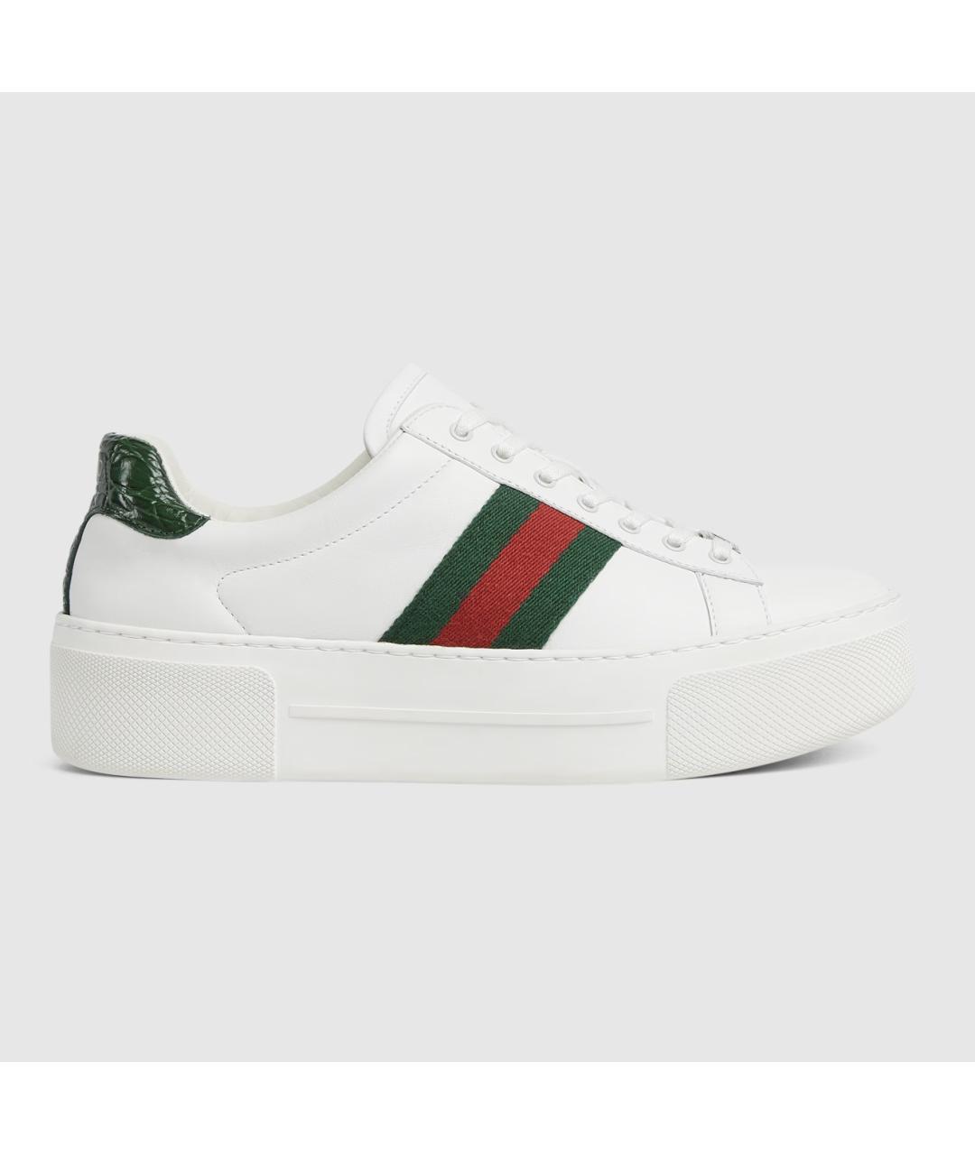 GUCCI Белые кожаные кеды, фото 6