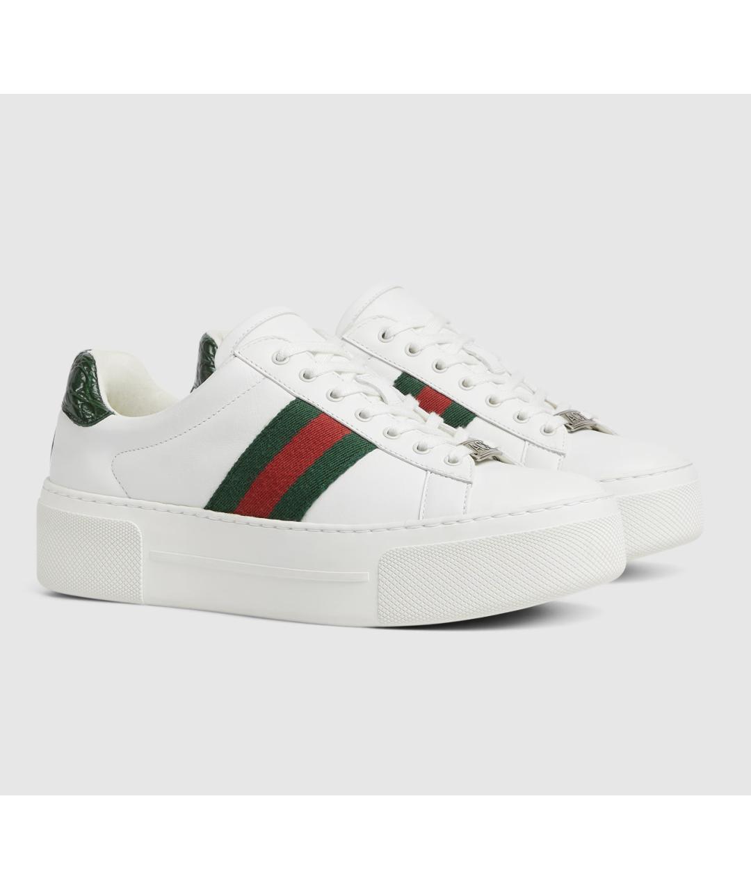 GUCCI Белые кожаные кеды, фото 2