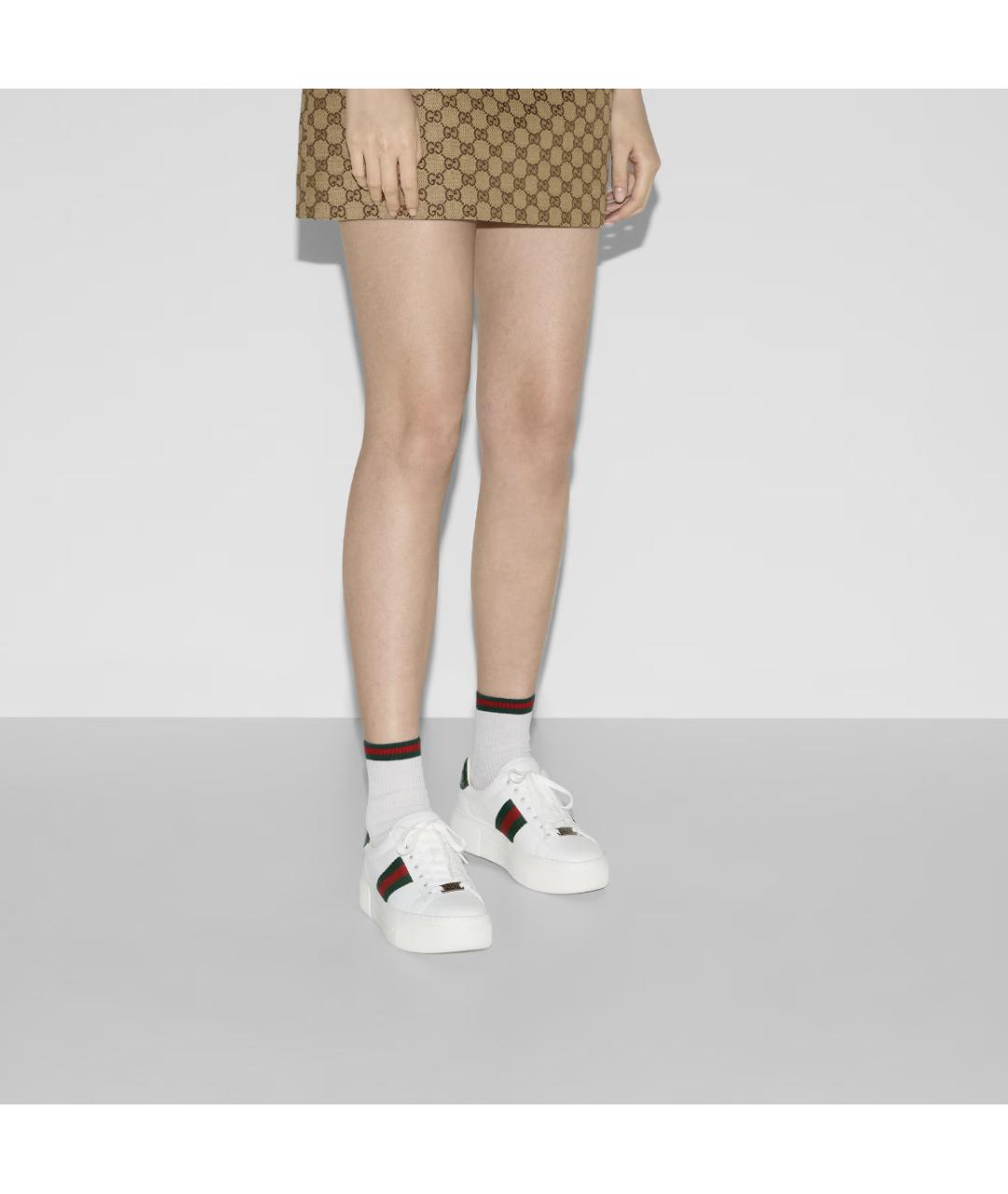 GUCCI Белые кожаные кеды, фото 5