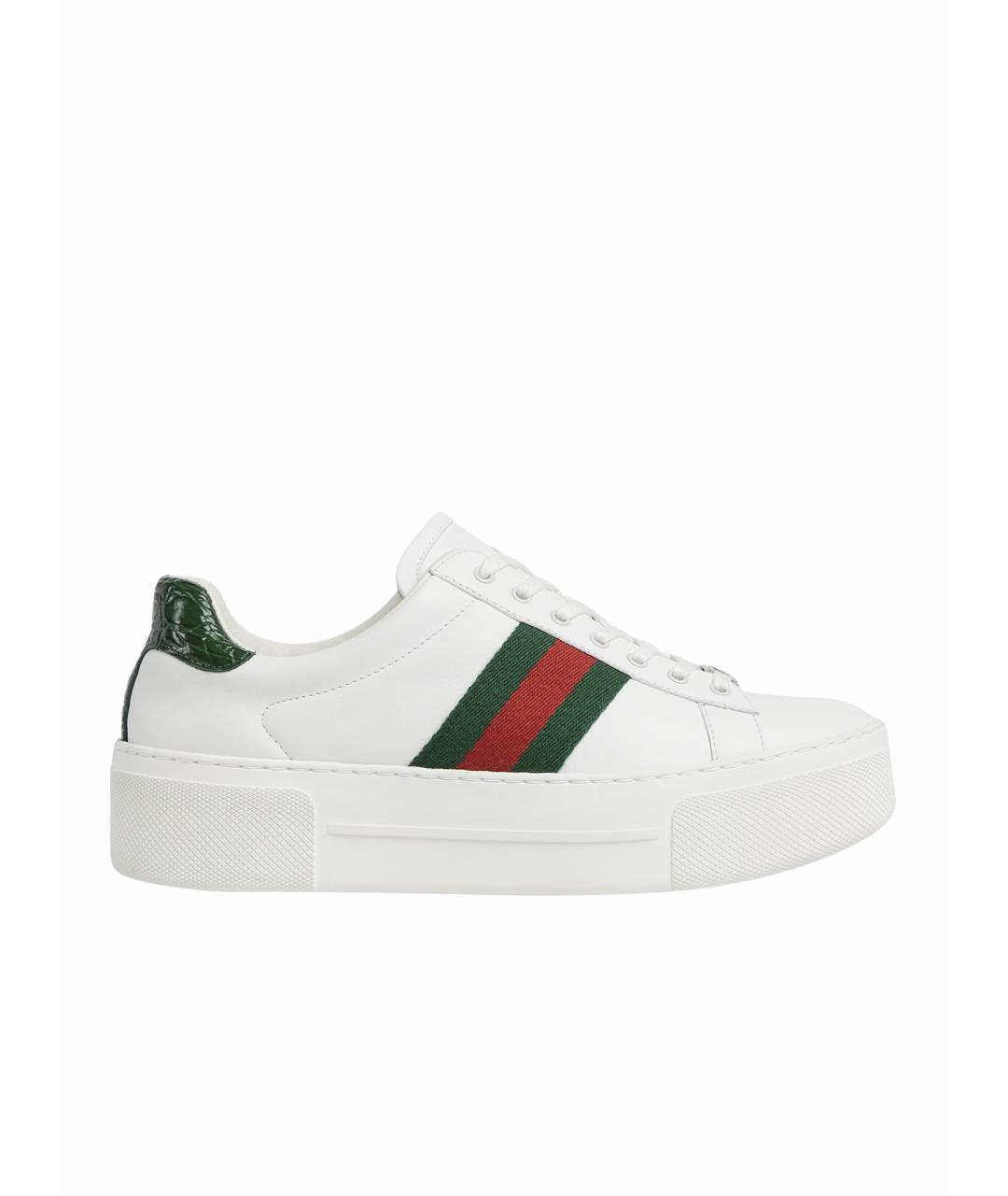 GUCCI Белые кожаные кеды, фото 1