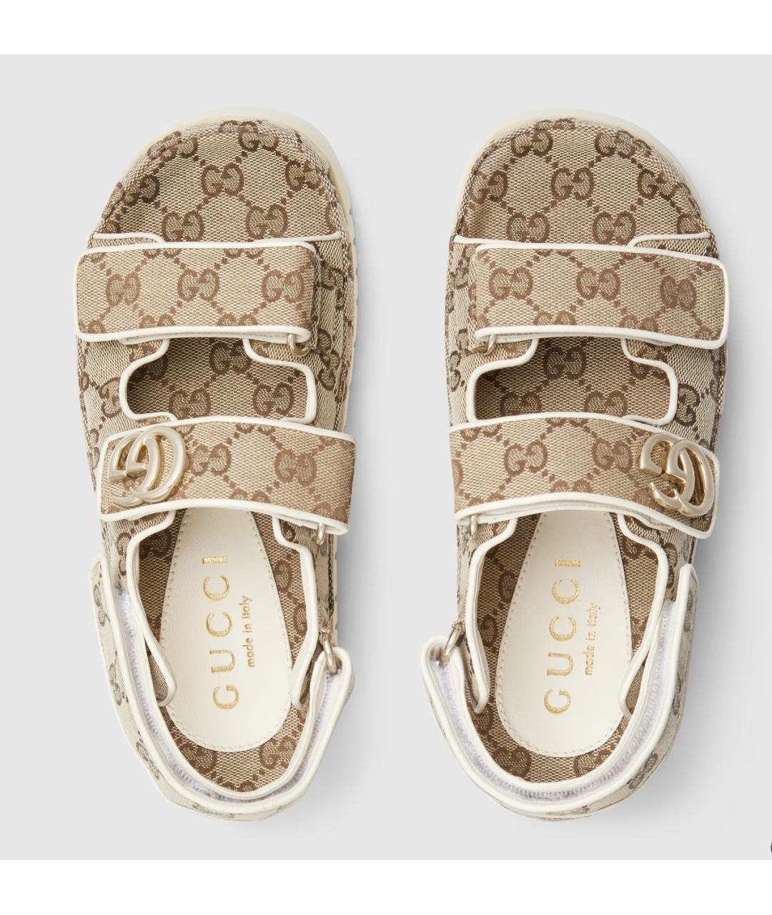 GUCCI Бежевые текстильные сандалии, фото 5