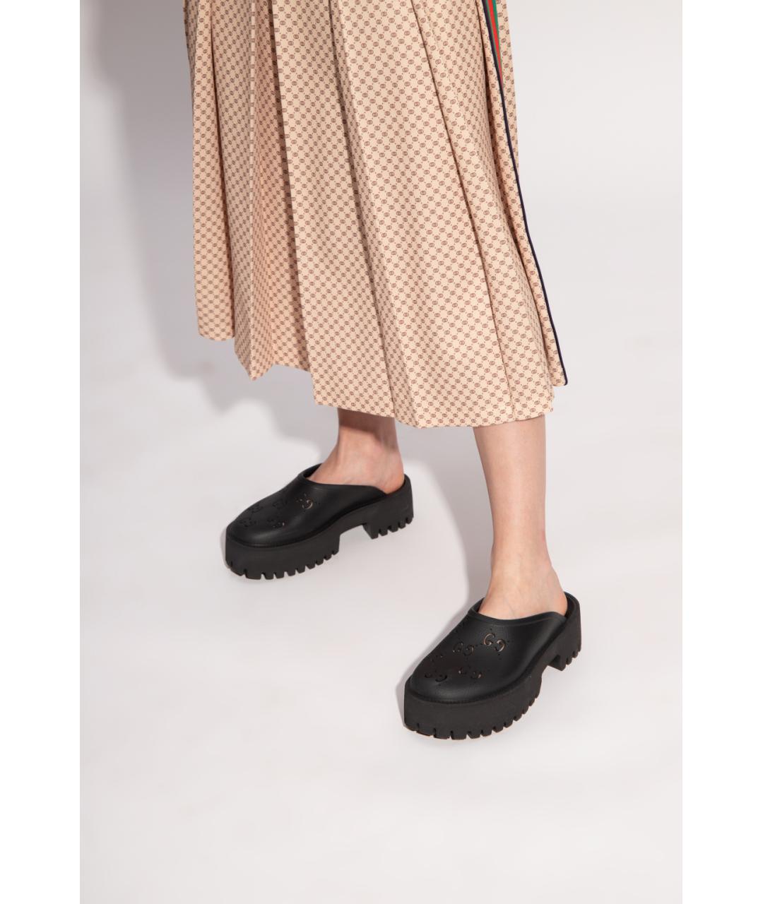 GUCCI Черные резиновые сабо, фото 3