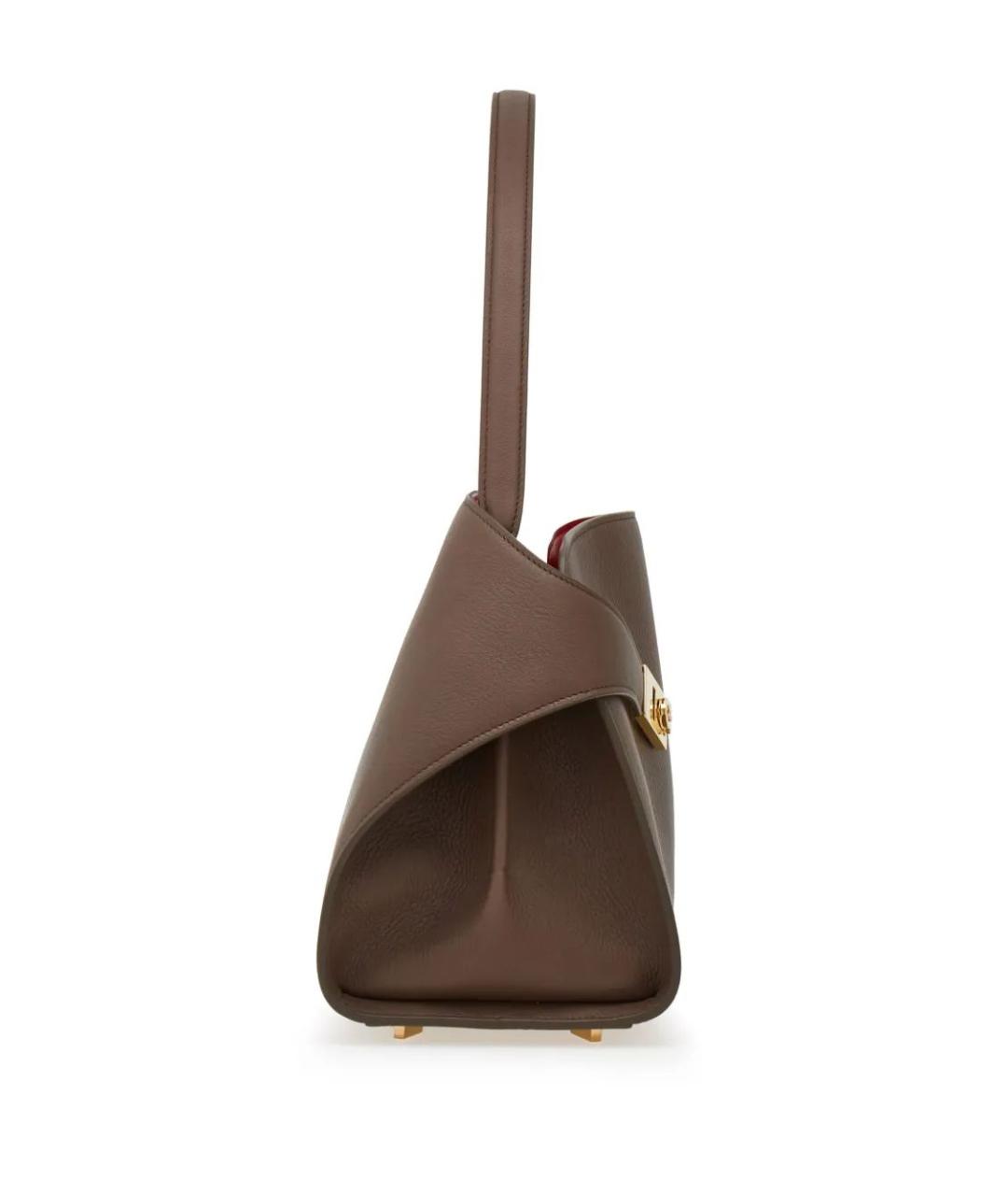 FERRAGAMO Коричневая кожаная сумка с короткими ручками, фото 5