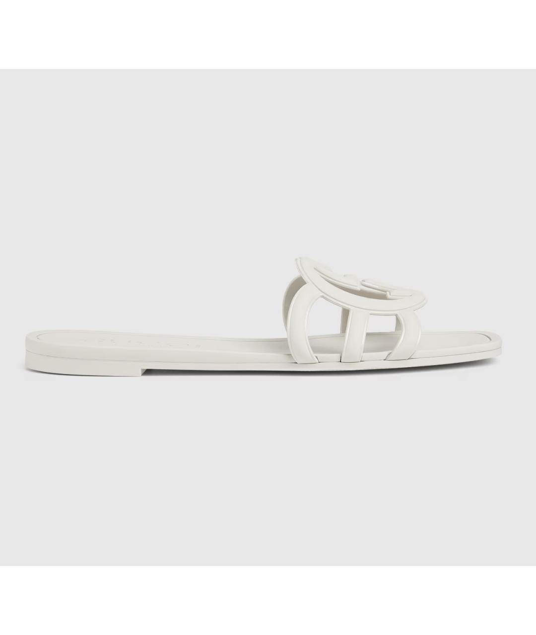 GUCCI Белые резиновые шлепанцы, фото 6