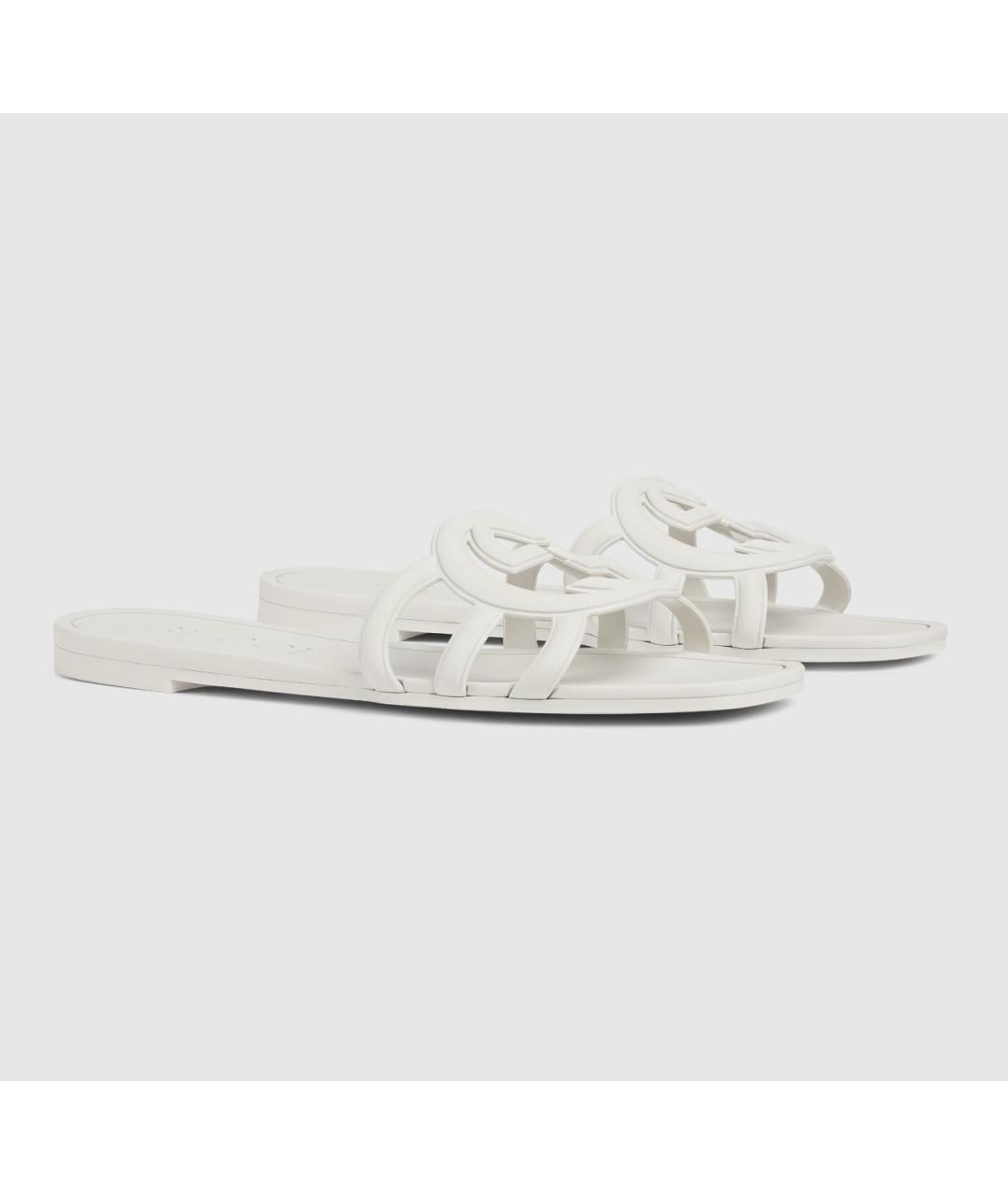 GUCCI Белые резиновые шлепанцы, фото 5
