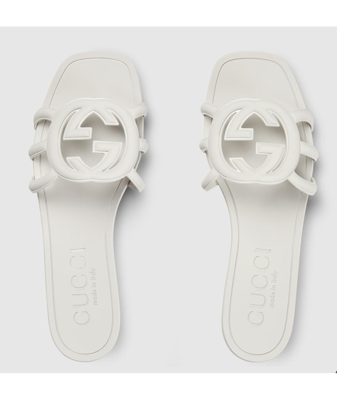 GUCCI Белые резиновые шлепанцы, фото 4