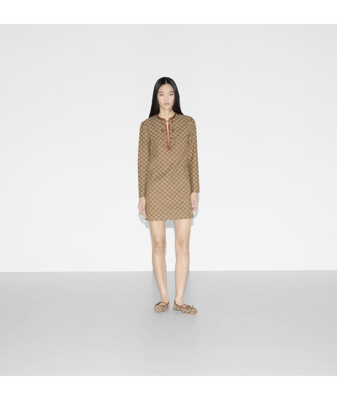 GUCCI Коричневое хлопковое повседневное платье, фото 2