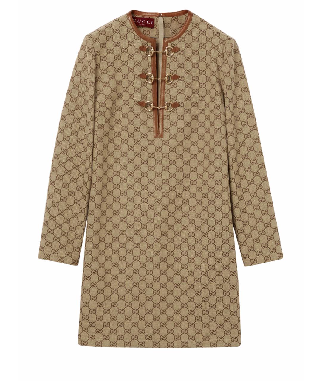 GUCCI Коричневое хлопковое повседневное платье, фото 1