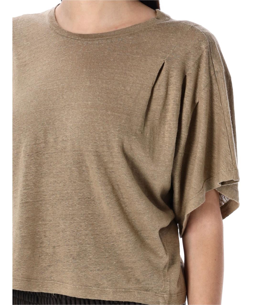 ISABEL MARANT Хаки льняная футболка, фото 4