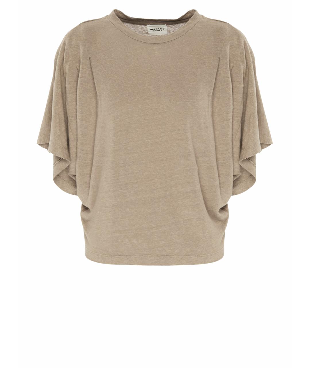ISABEL MARANT Хаки льняная футболка, фото 1
