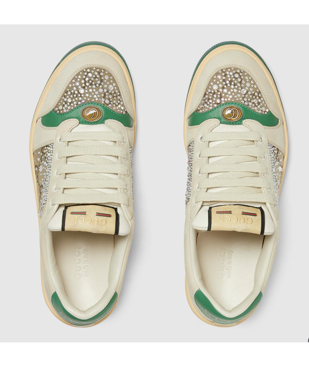 GUCCI Зеленые кожаные кроссовки, фото 5