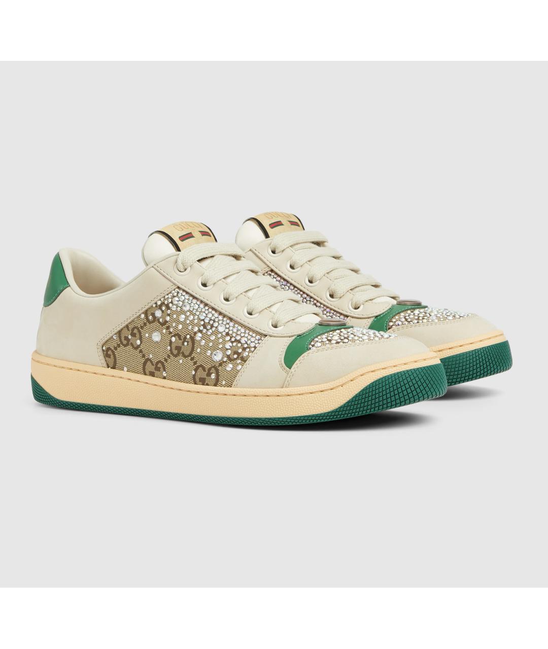 GUCCI Зеленые кожаные кроссовки, фото 2