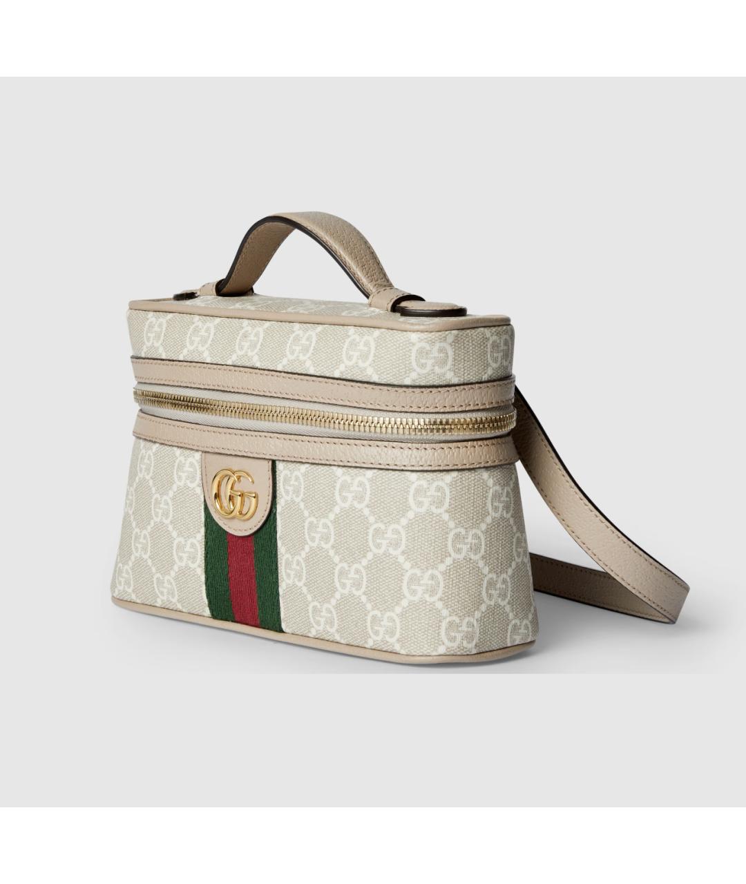 GUCCI Бежевая кожаная сумка с короткими ручками, фото 2