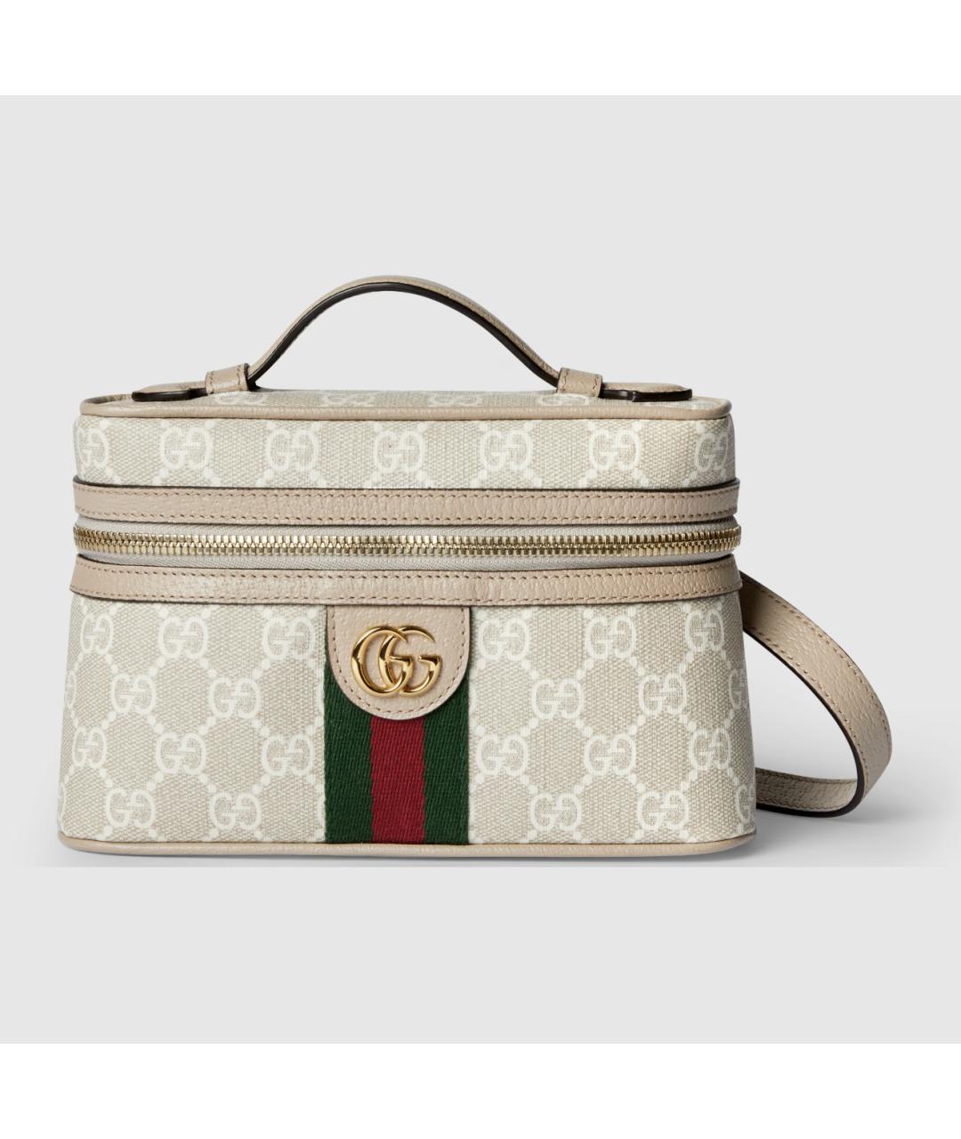 GUCCI Бежевая кожаная сумка с короткими ручками, фото 7