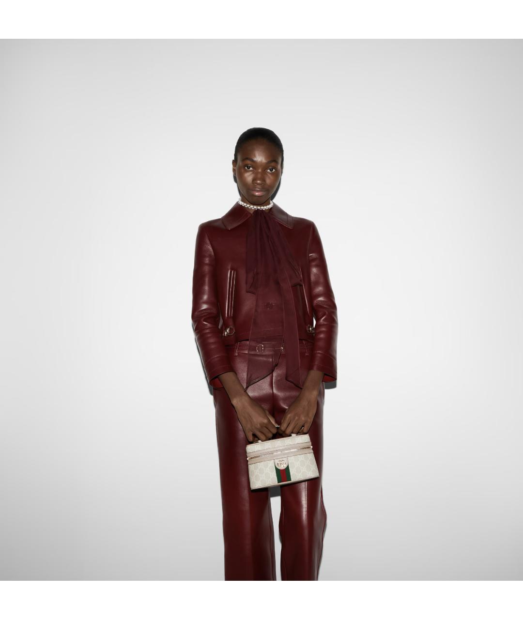 GUCCI Бежевая кожаная сумка с короткими ручками, фото 6
