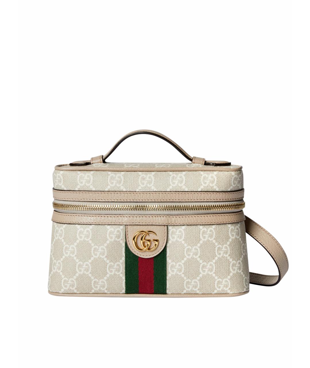 GUCCI Бежевая кожаная сумка с короткими ручками, фото 1