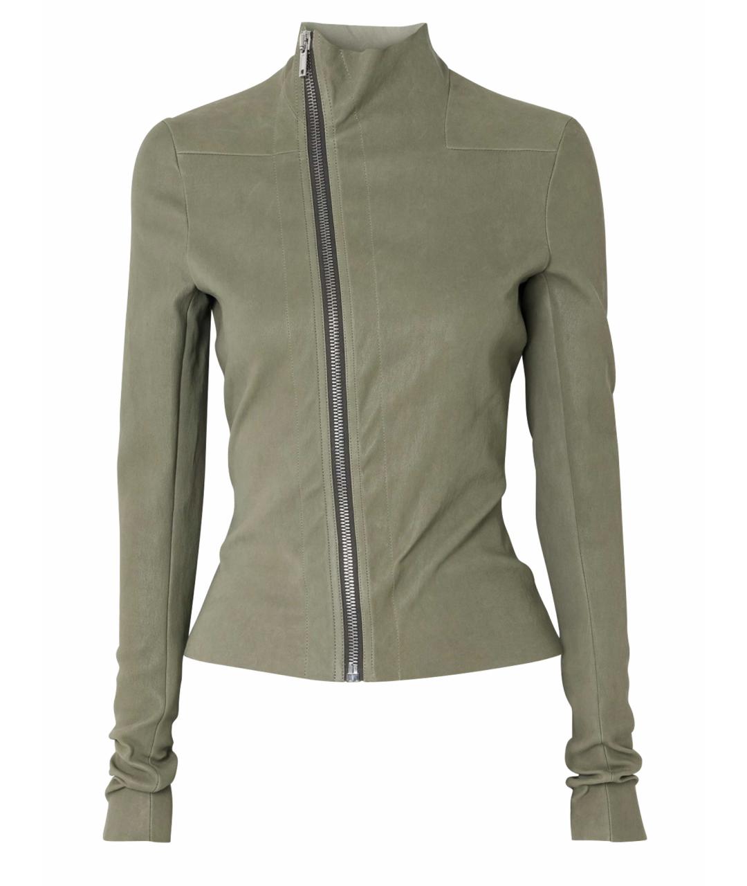RICK OWENS Зеленая кожаная куртка, фото 1
