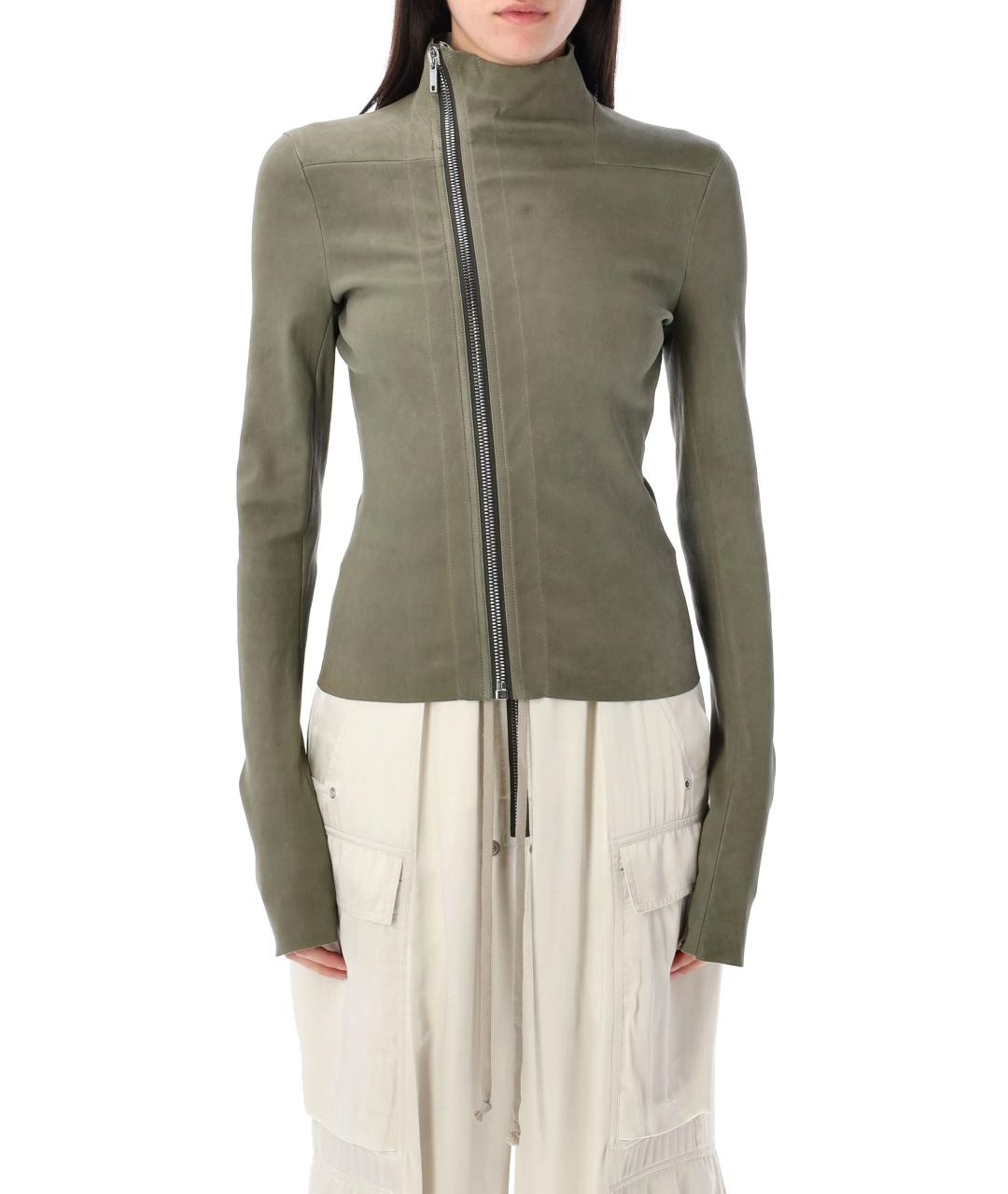 RICK OWENS Зеленая кожаная куртка, фото 2