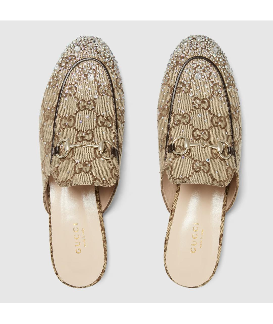 GUCCI Бежевые текстильные сабо, фото 3