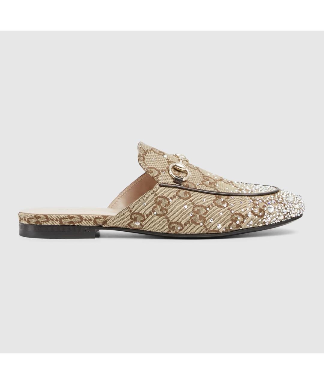GUCCI Бежевые текстильные сабо, фото 5
