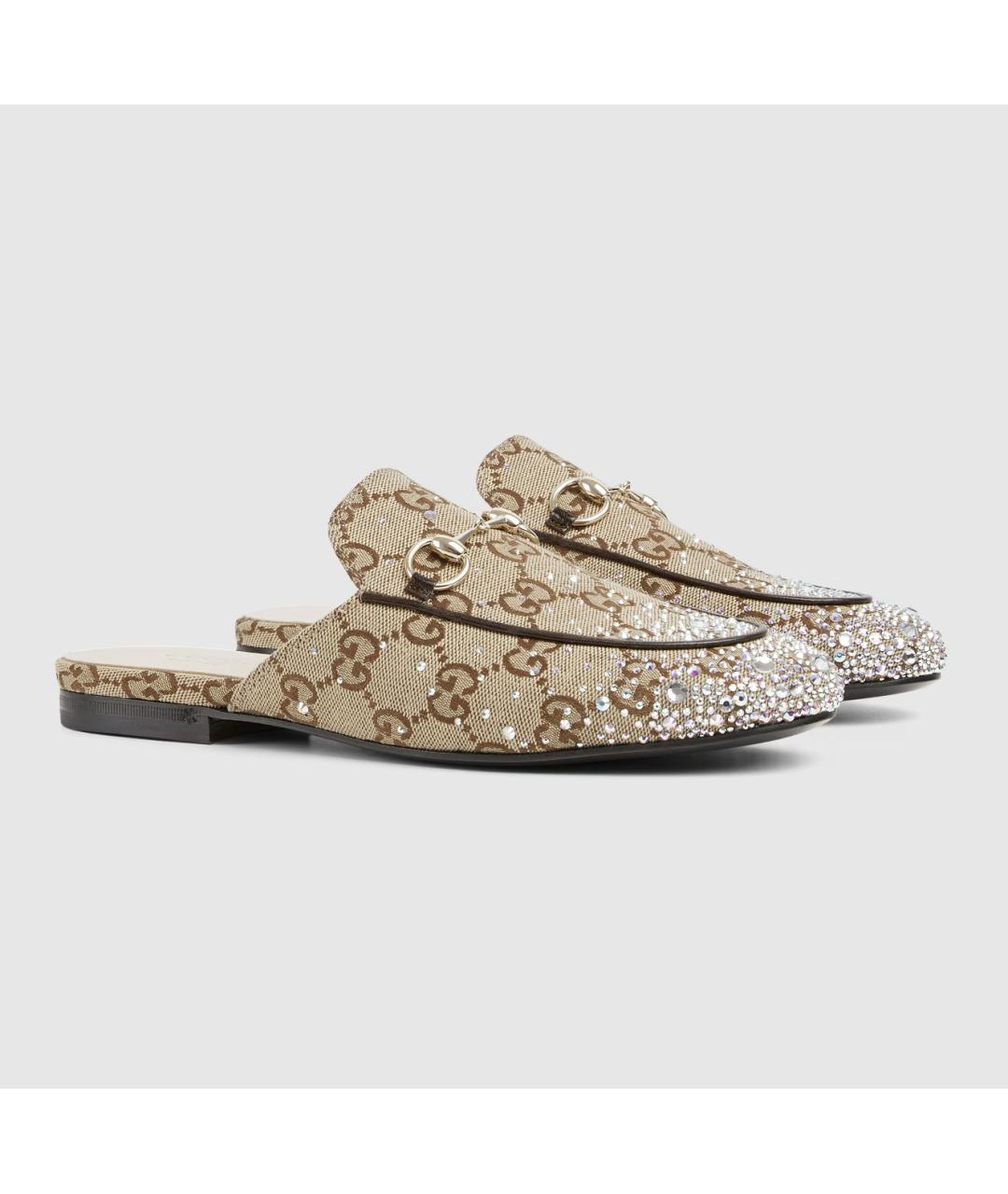 GUCCI Бежевые текстильные сабо, фото 2