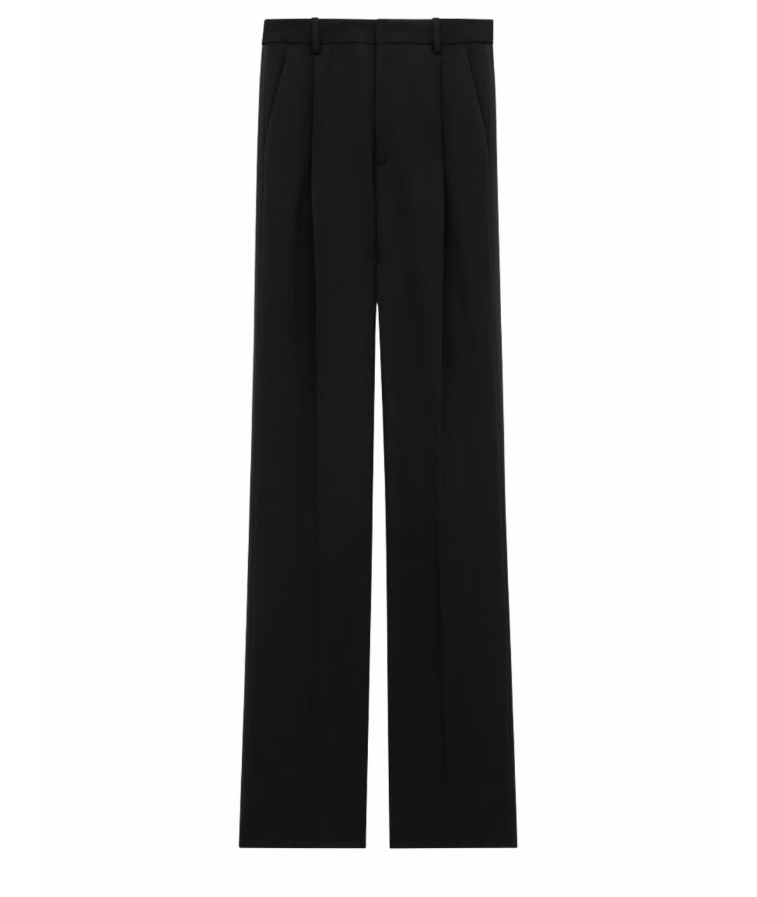 SAINT LAURENT Черные шерстяные прямые брюки, фото 1