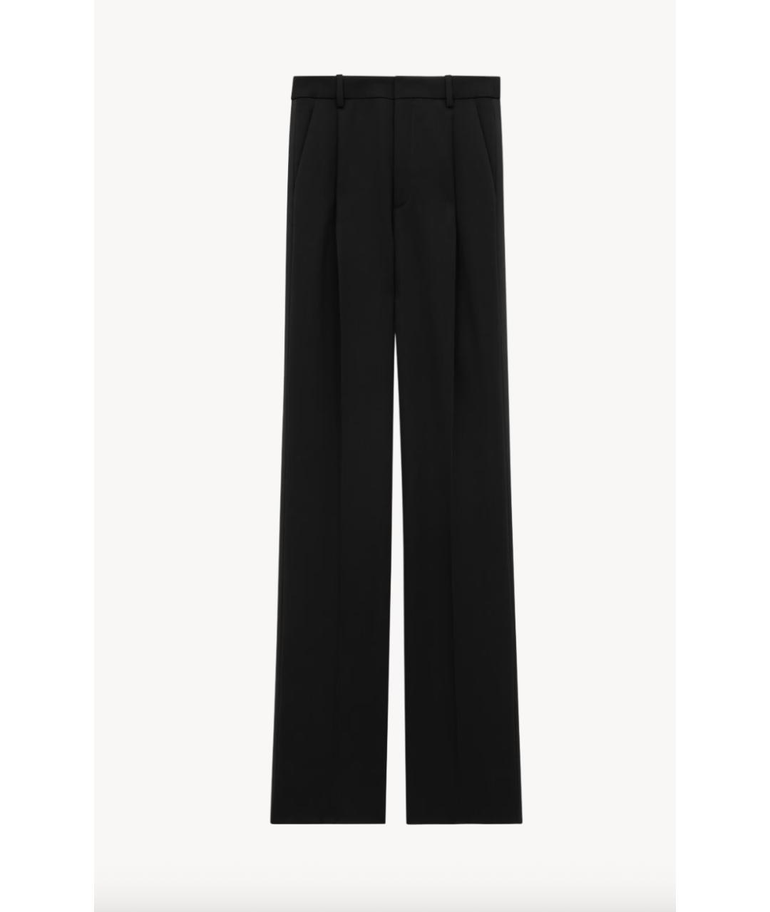 SAINT LAURENT Черные шерстяные прямые брюки, фото 5