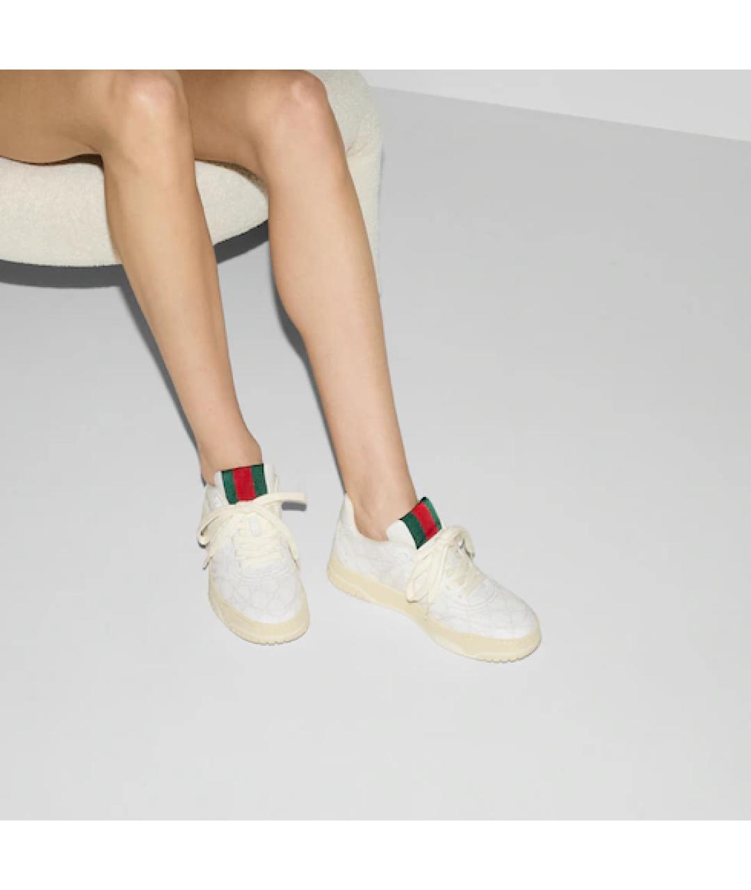 GUCCI Белые текстильные кеды, фото 5
