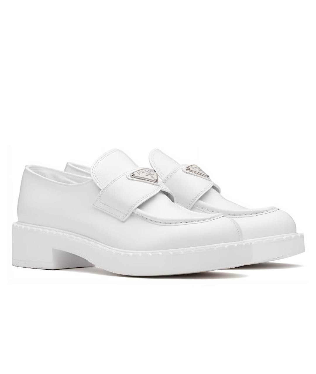 PRADA Белые кожаные лоферы, фото 3
