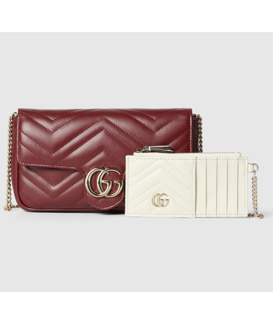 GUCCI Бордовая кожаная сумка через плечо, фото 3