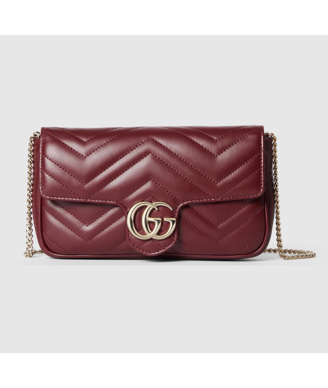 GUCCI Бордовая кожаная сумка через плечо, фото 6