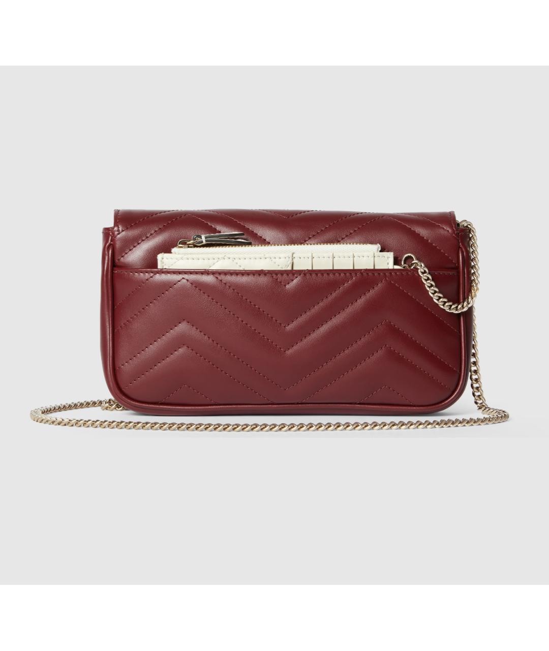 GUCCI Бордовая кожаная сумка через плечо, фото 2
